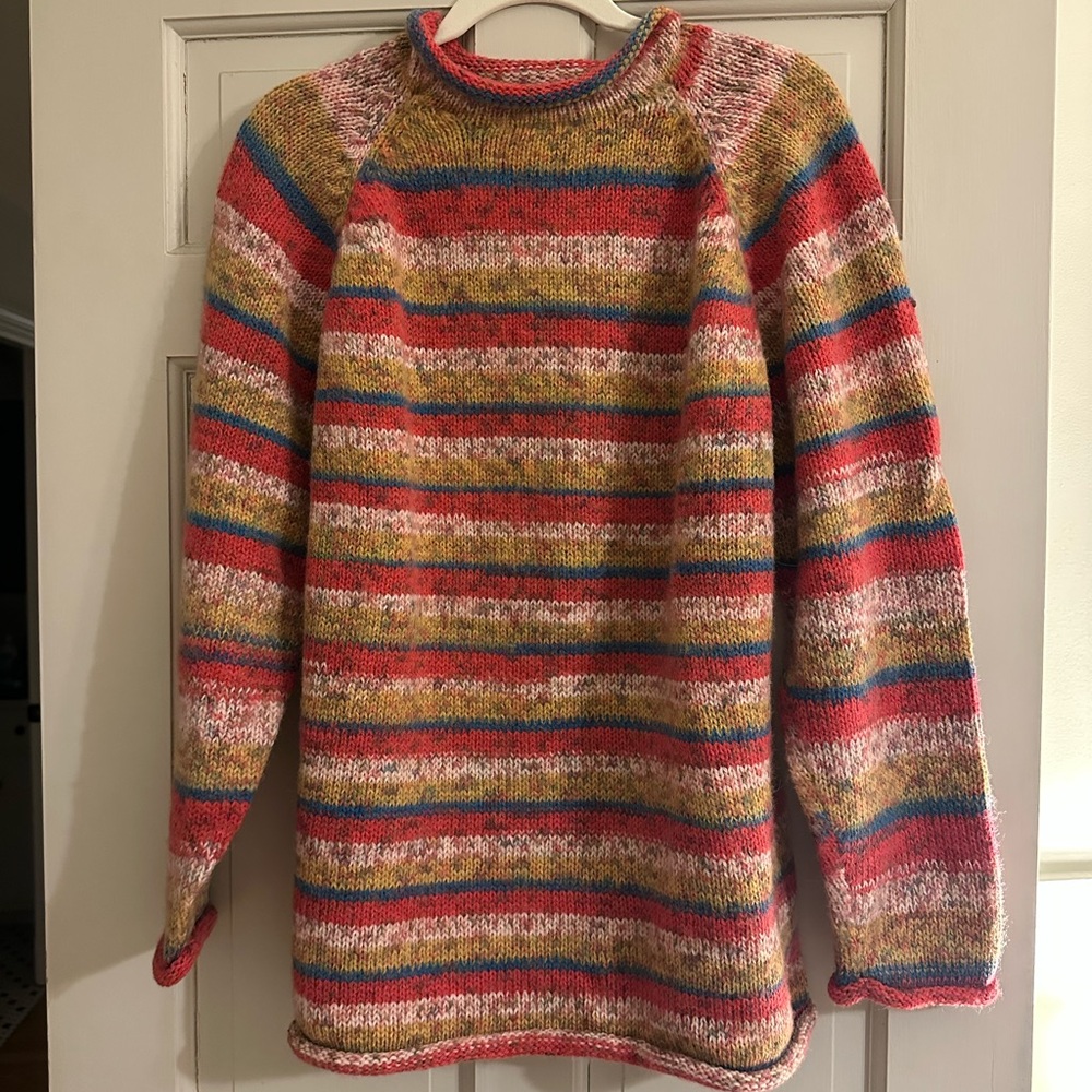 American South Side Alpaca Wool Colorful Striped Sweater Large NWT